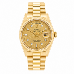 Rolex Day-Date 36MM Champagne Lenin 18038 18KT YG Watch